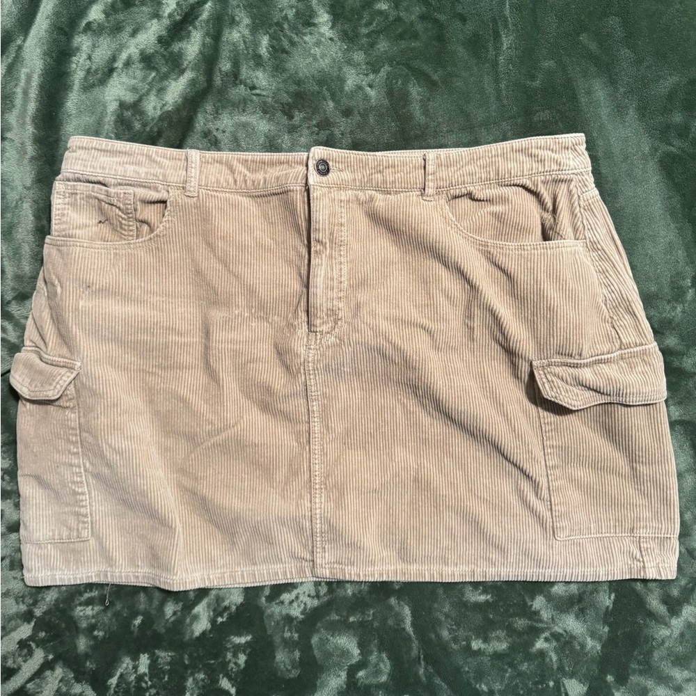 Forever 21 Cream Corduroy Cargo Skirt